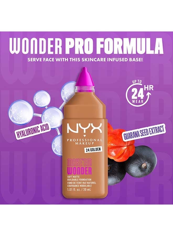 NYX PROFESSIONAL MAKEUP Make 'EM Wonder, 24H Soft Matte Foundation, Undetectable  Finish, Golden - Image 4